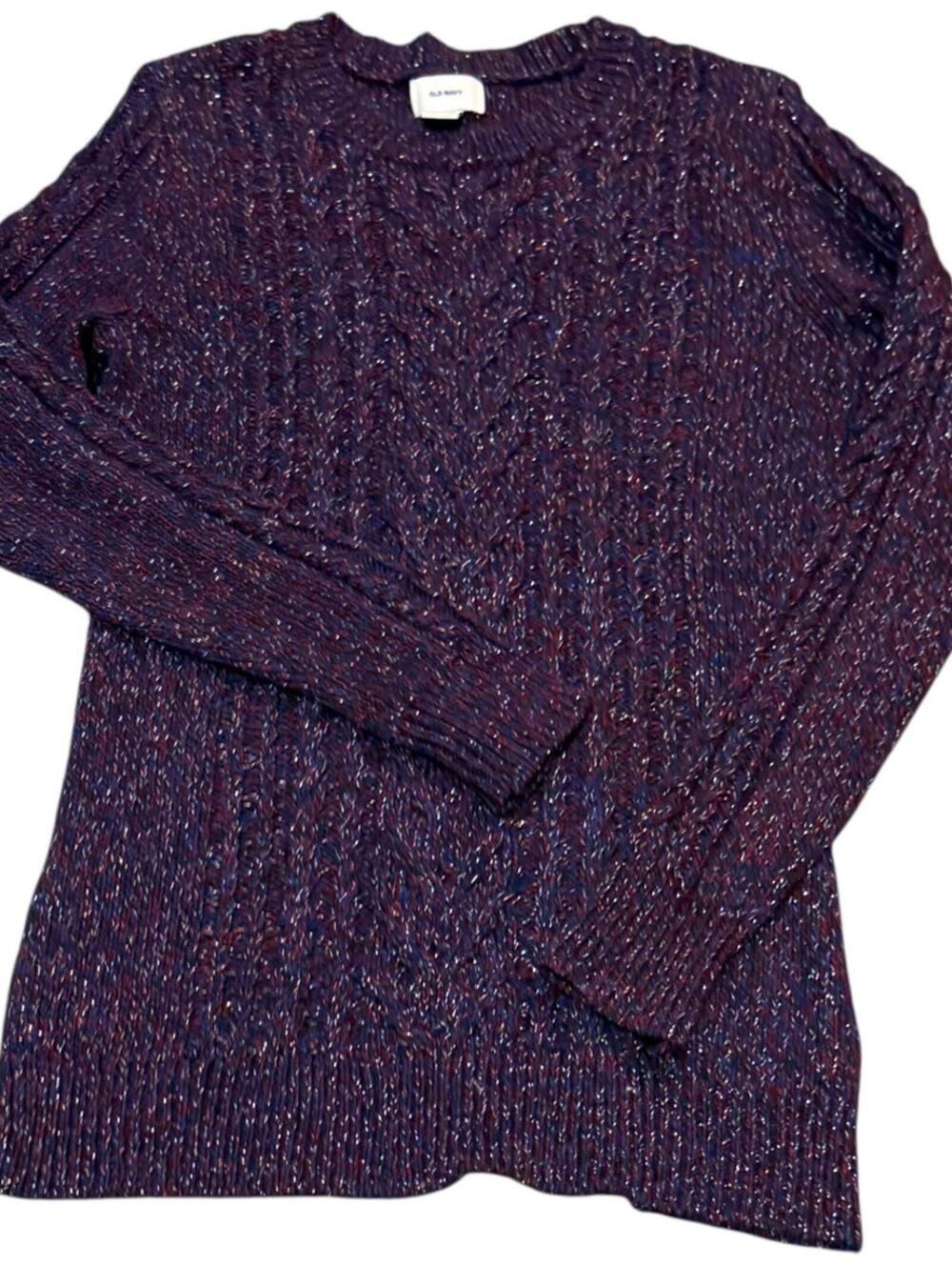 Old Navy Metallic Knit Sweater Women’s Small Purple Multi